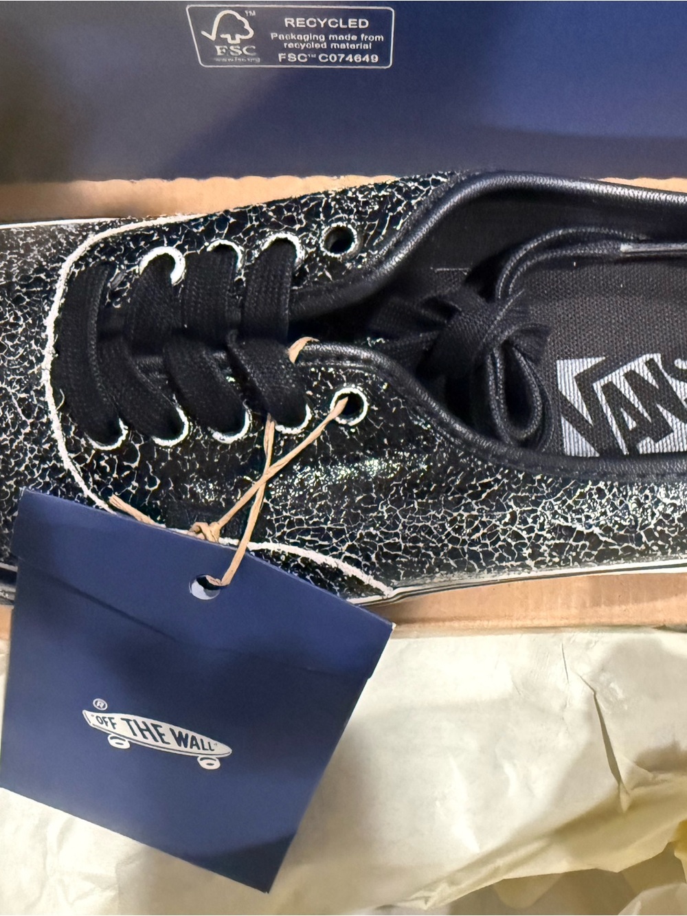 Vans Black Crackle-Pattern Low Top Sneakers